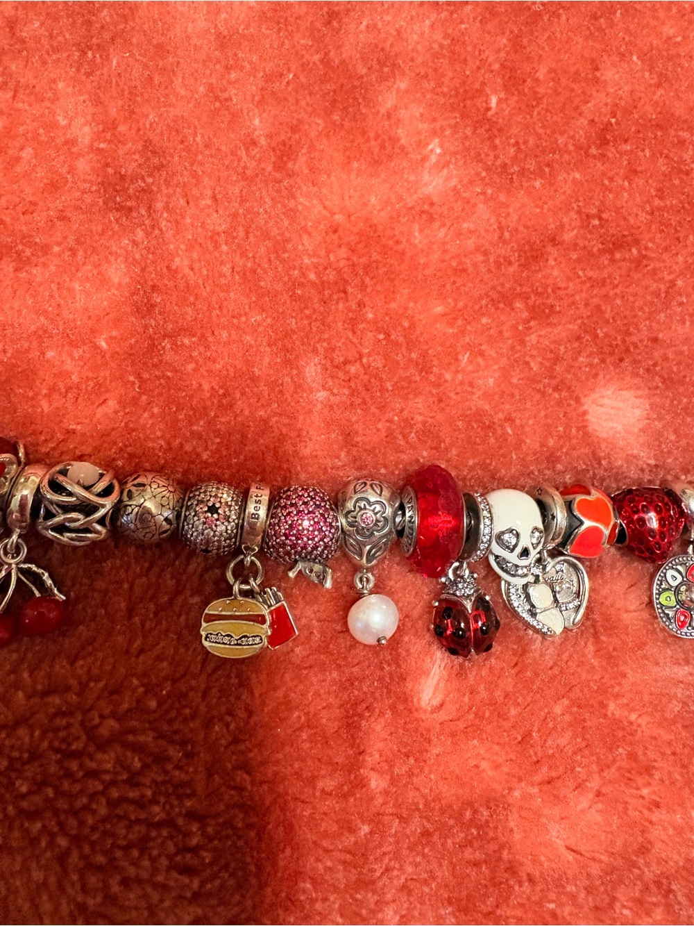Pandora snake chain with red theme charms - Picture 4 of 7